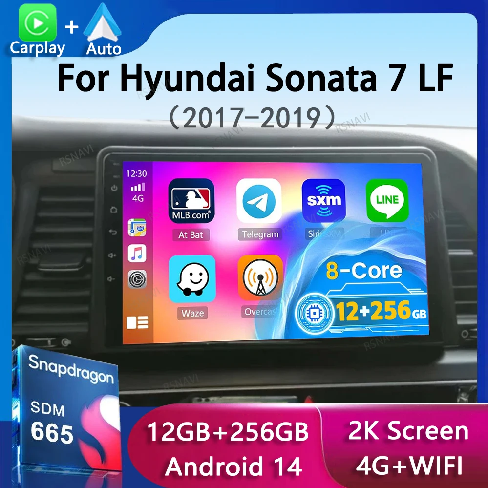 Android 14 Carplay Auto Car Radio For Hyundai Sonata 7 LF 2017 2018 2019 GPS Multimedia Player Stereo 360 Camera 4G+WiFi BT DSP 