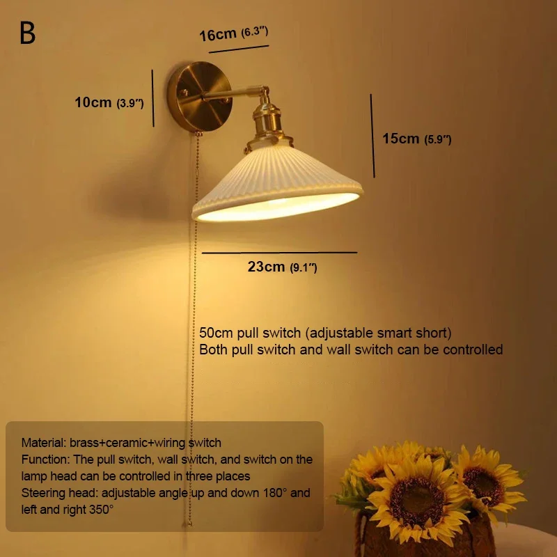 ULANI Nordic Brass  Wall Lamp Indoor Living Room Bedroom Bedside Lamp Modern Hotel Corridor Hallway Wall Lamp