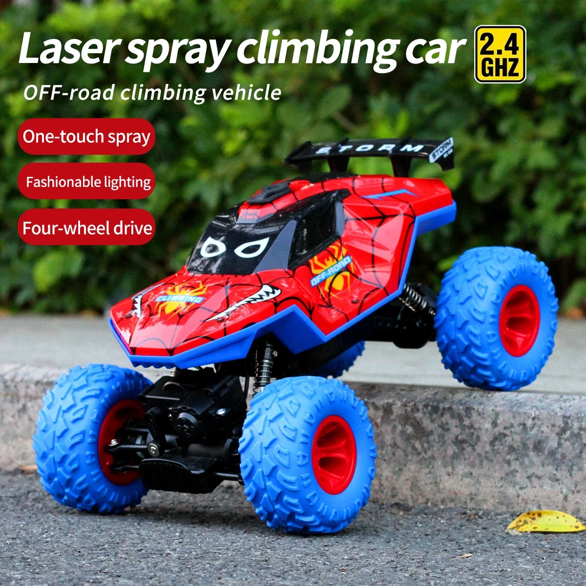 

Прозрачный альпинистский автомобиль 2,4G, функция распылительного света, пять режимов освещения, несколько соревнований, выносливость 30 минут