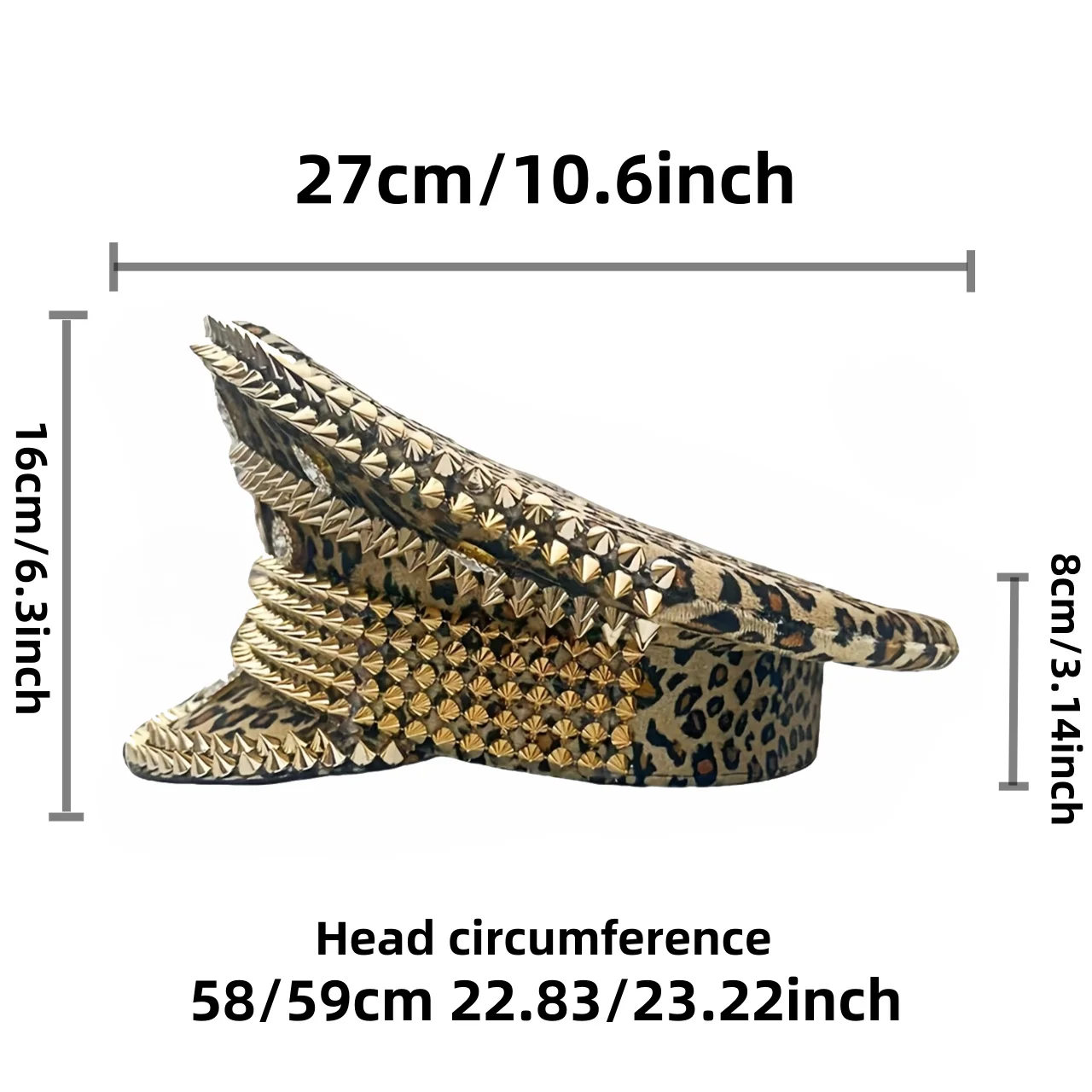 Leopard Print Festival Captain Hat Rhinestone Unisex Wedding Military Cap Steampunk Sergeant Hat Music Bride Masquerade Headwear