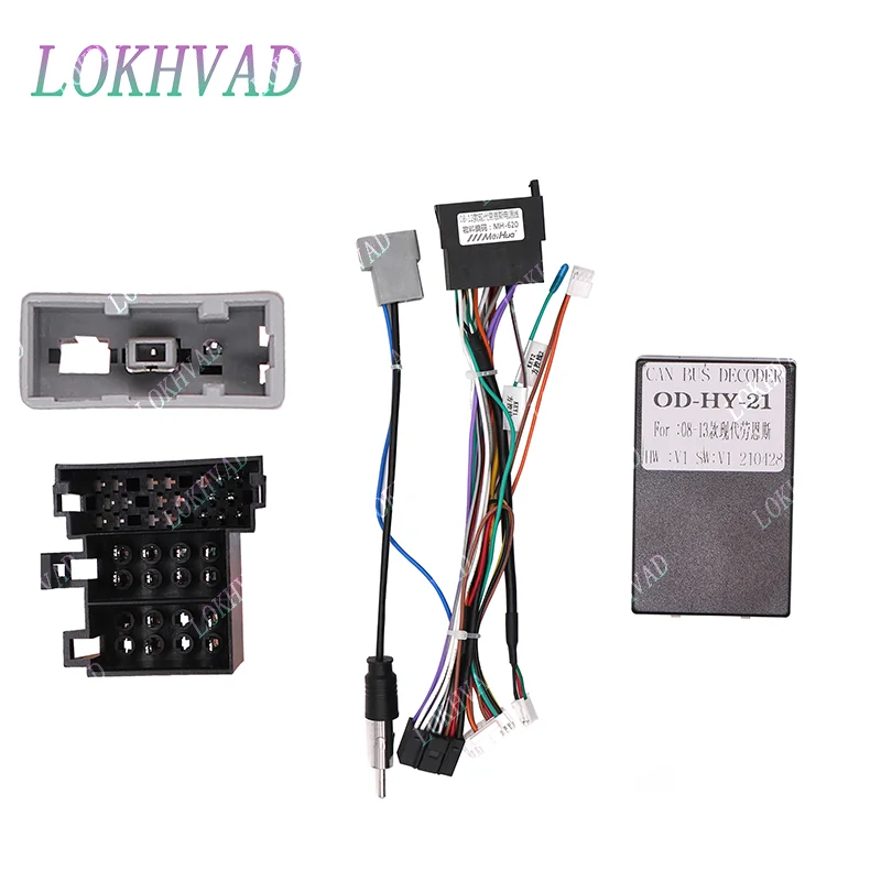 Car 16pin Wiring Harness Adapter Canbus Box Decoder Android Radio Power Cable For Hyundai Rohens Genesis Coupe 2008-2013