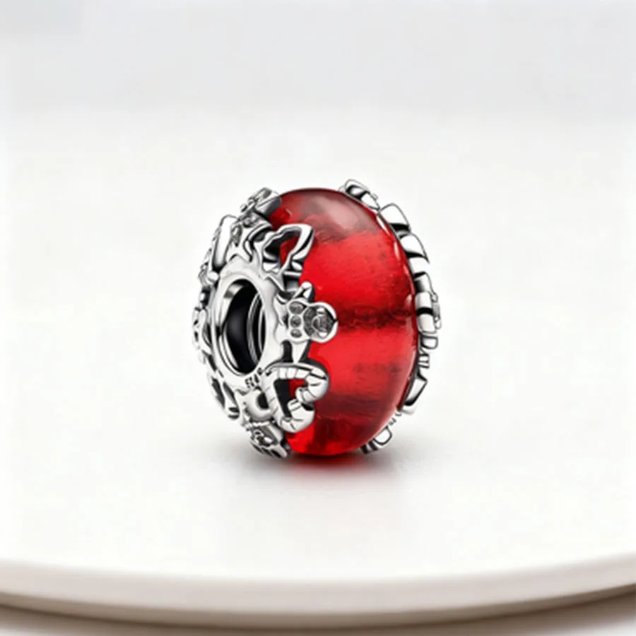 

Hot Sale DIY Making Wavy Dark Blue、Christmas Magic & EncircledPink Murano Glass Charm Bead Fit Original Silver Bracelet Jewelry