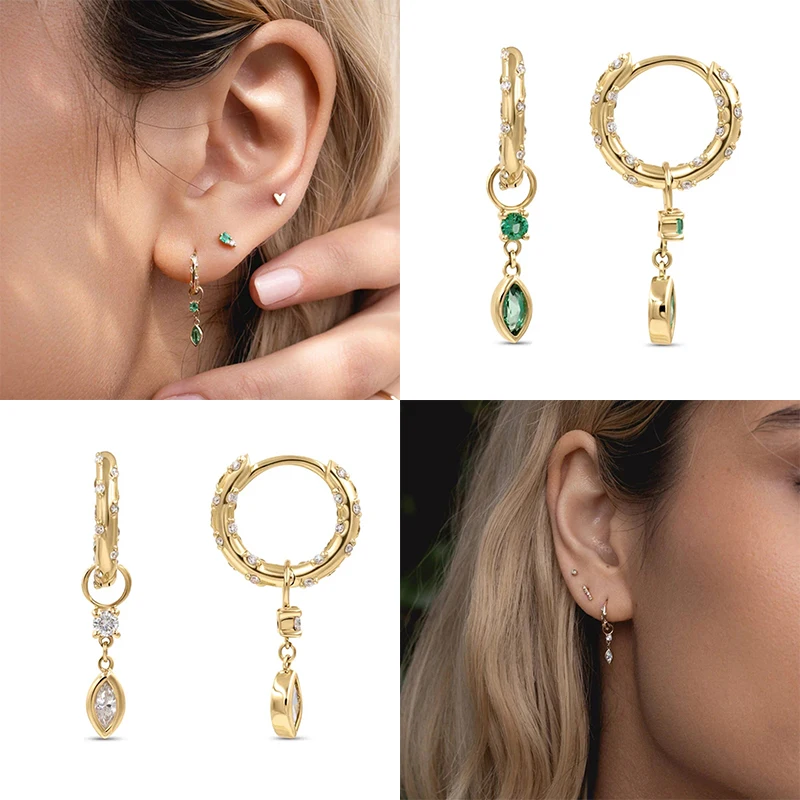ROXI 925 Sterling Silver Water Drop Pendant Hoop Earrings For Women Summer Bohemian Beach Drop Dangle Earrings pendientes Plata