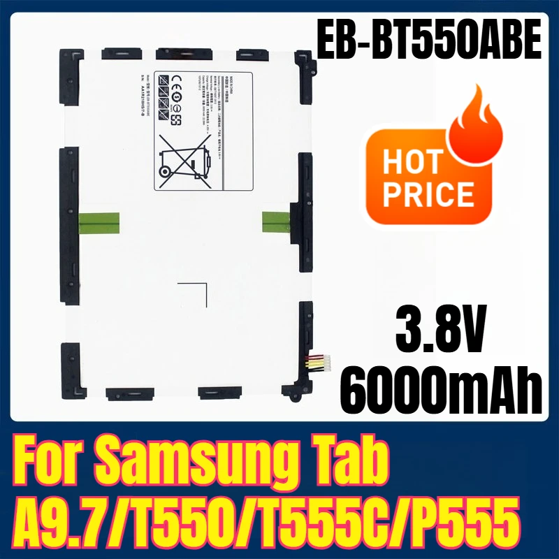 

EB-BT550ABE Аккумуляторы для планшетов 3,8 В, 6000 мАч для Samsung Tab A9.7/T550/T555C/P555