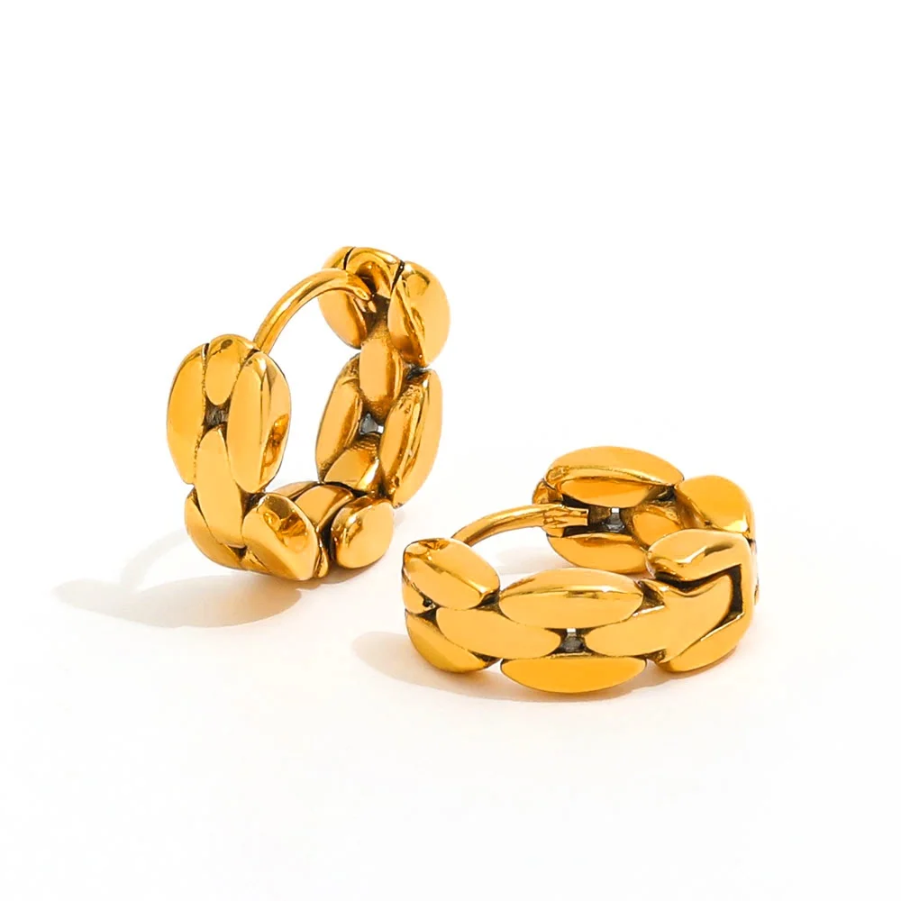 

Joolim Jewelry High Quality PVD Wholesale Waterproof Fashion Versatile Chunky Chain Huggie Stainless Steel Earring for Women