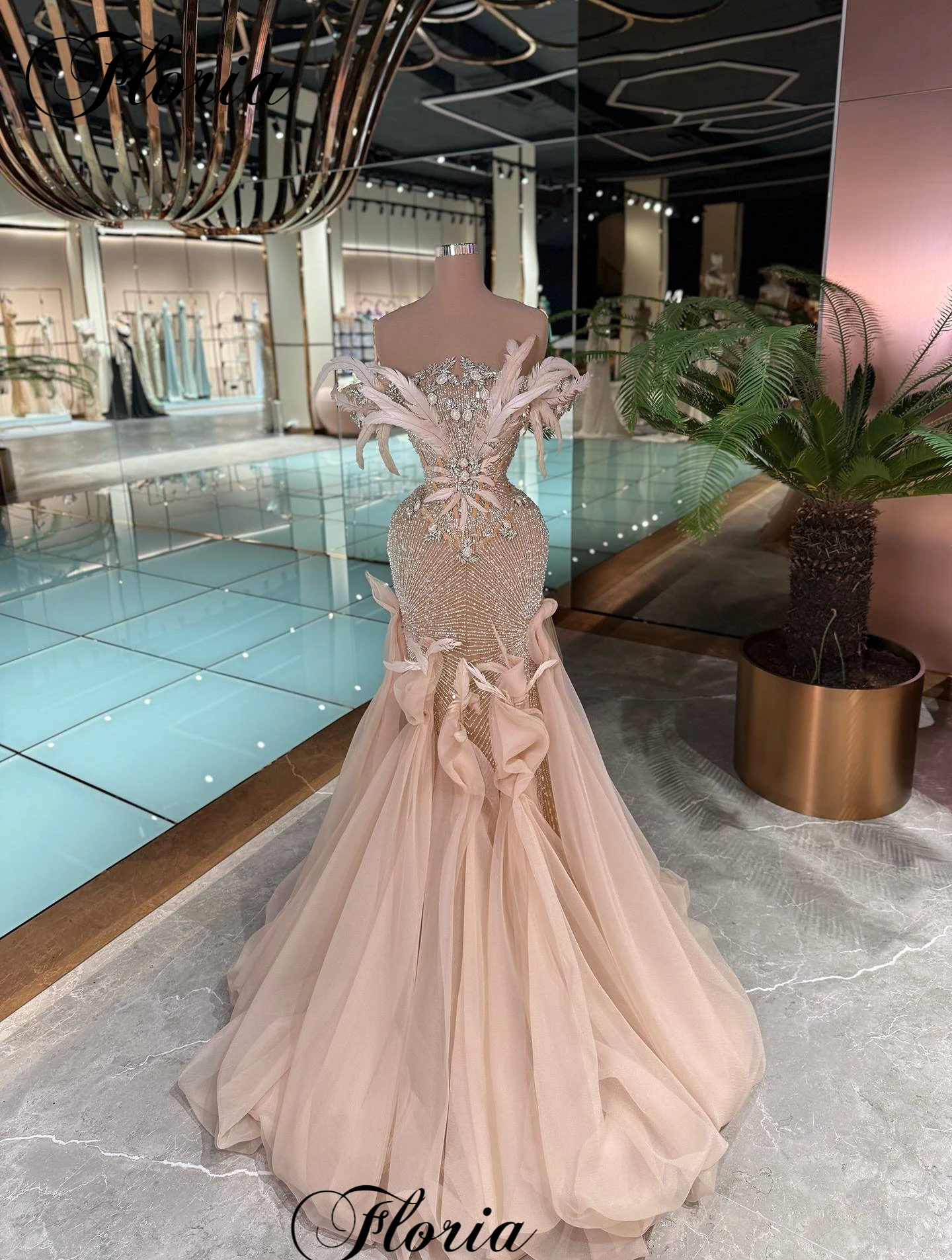 High Fashion Champagne Celebrity Dresses 2026 New Popular Evening Dresses Mermaid Haute Coutures Vestidos De Noche Customized