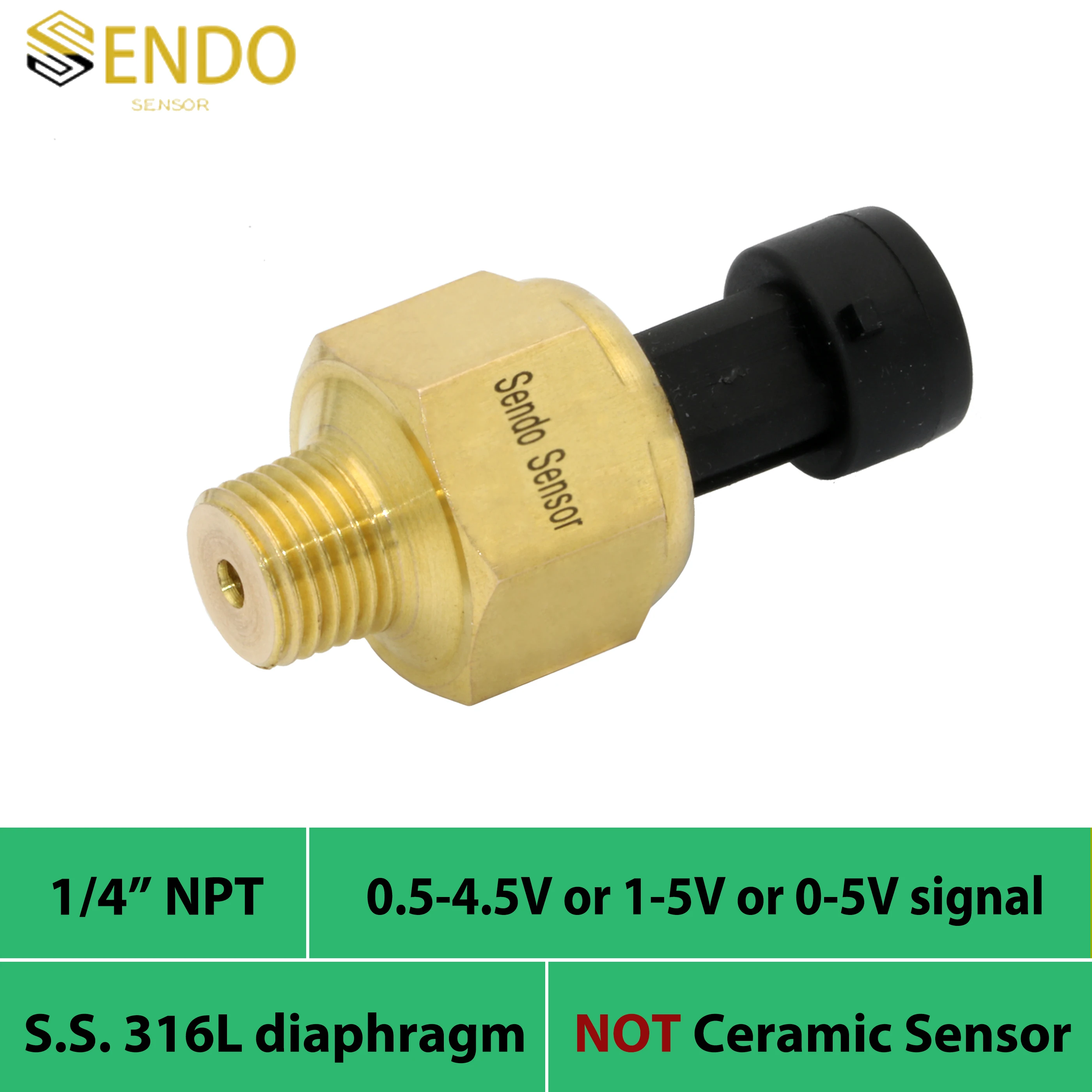 

0 150psi industrial pressure sensor 0.5 4.5V 1 5V 0 5V signal 10 bar 1.2 mpa gauge 100 psig 1 4NPT thread AISI 316L diaphgram