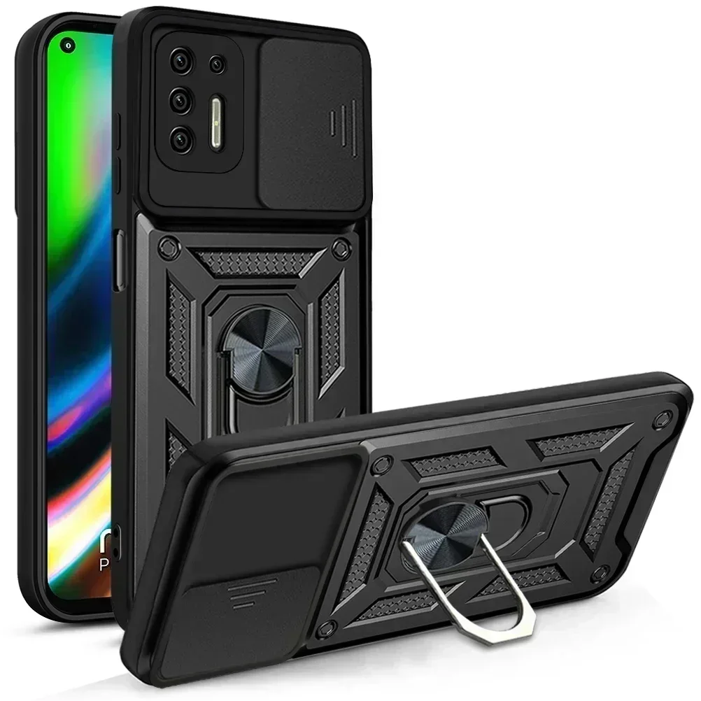 Funda para Motorola Moto G9 Plus a prueba de golpes, armadura de parachoques, cámara protectora, soporte magnético, cubierta de anillo para Moto G 9 Play E7 Plus