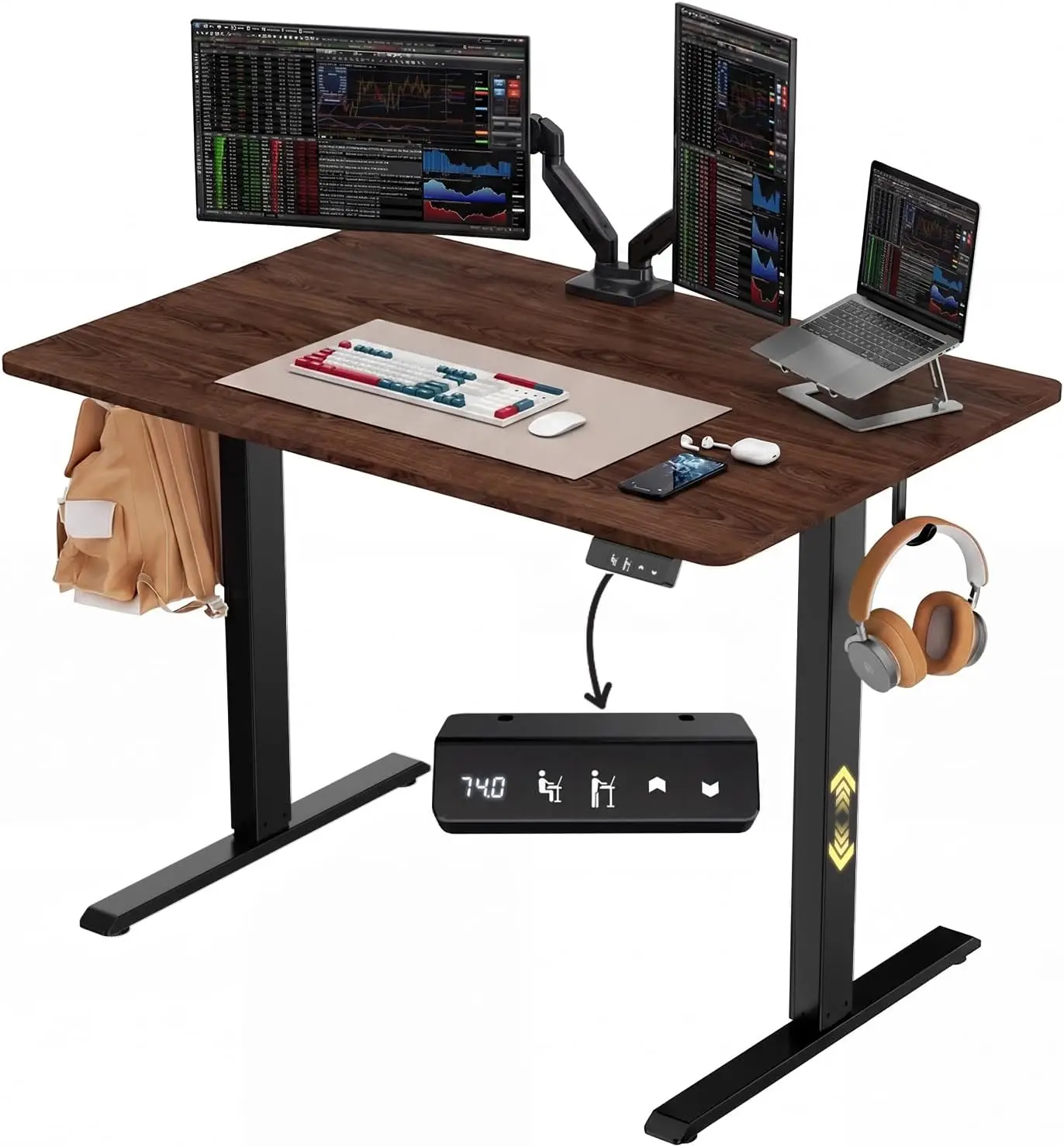 

48"x24" Electric Standing Desk, Height Adjustable 28"-46", Smooth & Quiet Motor, Memory Presets, Stable Frame, Easy Assembly, Ergonomic Home Office Desk