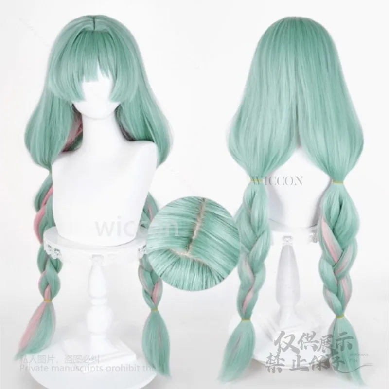 أنيمي Phrolova شعر مستعار تأثيري الأخضر الوردي شعر مستعار مختلط زي أقراط مقاومة للحرارة الرموش الاصطناعية Phrolova حفلة الهالوين