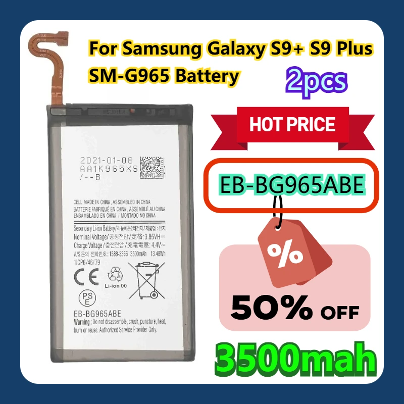 

For Samsung Galaxy S9+ EB-BG965ABE 3500mAh S9 Plus SM-G965 Battery 2pcs