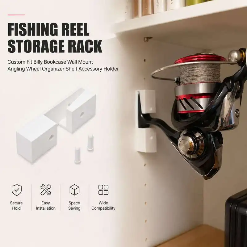 Billy Bookcase Dedicated Fishing Spinning Reel Holder Wall Hanging Angling Wheel Storage Organizer Shelf Rack