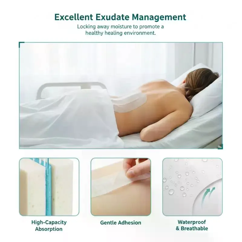 1pcs Urethane Foam Dressing Waterproof And High Absorbency Wound Bandage Pressure Ulcer Foam Border Pad For Wound Care