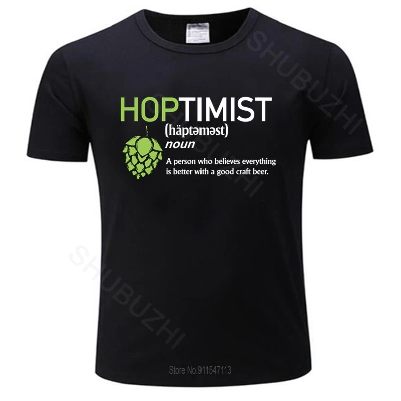 Hoptimist Definition Black T-Shirt for Brewer and Craft Beer Lover New Popular Famous Brand O Neck TShirt drop shipping