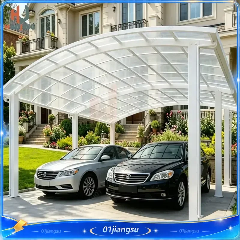New Design Simple Aluminum Carport for 2 Cars Polycarbonate Roof Garage Parking Tent Shelter 6x6 Customized Outdoor Vehicle
