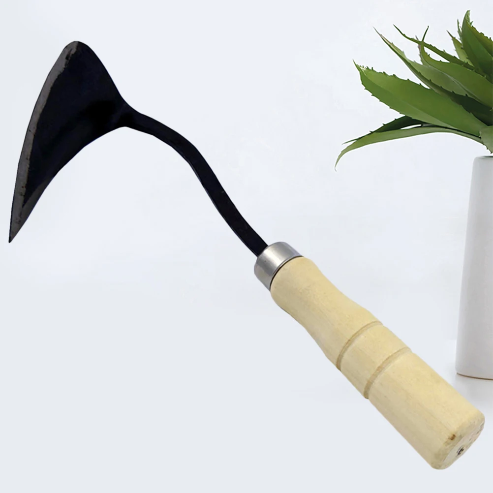 

Triangle Tip Hoe Garden Landscaping Tool Wooden Handle One-handed Use Bamboo Cultivating