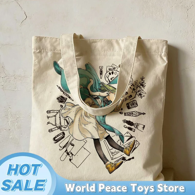 Japanese Witch Hat Atelier Canvas Shopping Bag Large-Capacity Storage Bag Handbag Shoulder Bag Lunch Bag For Anime Fans Gifts view 2