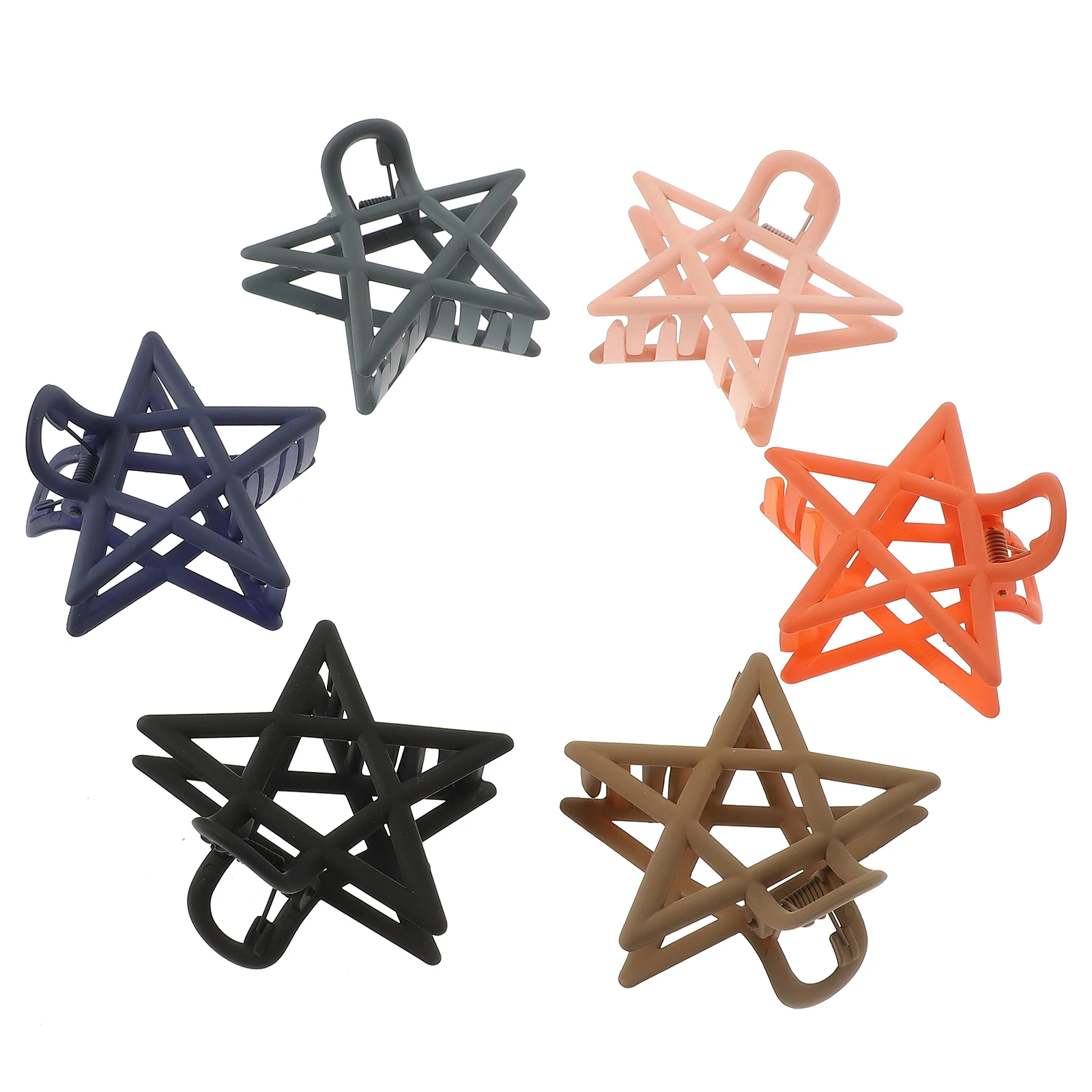 

6pcs Star Hair Clips Large Bath Stars Gripper Frosted Hairpins Back Head Claw Clips Girls Women Plastic Assorted Colors Black