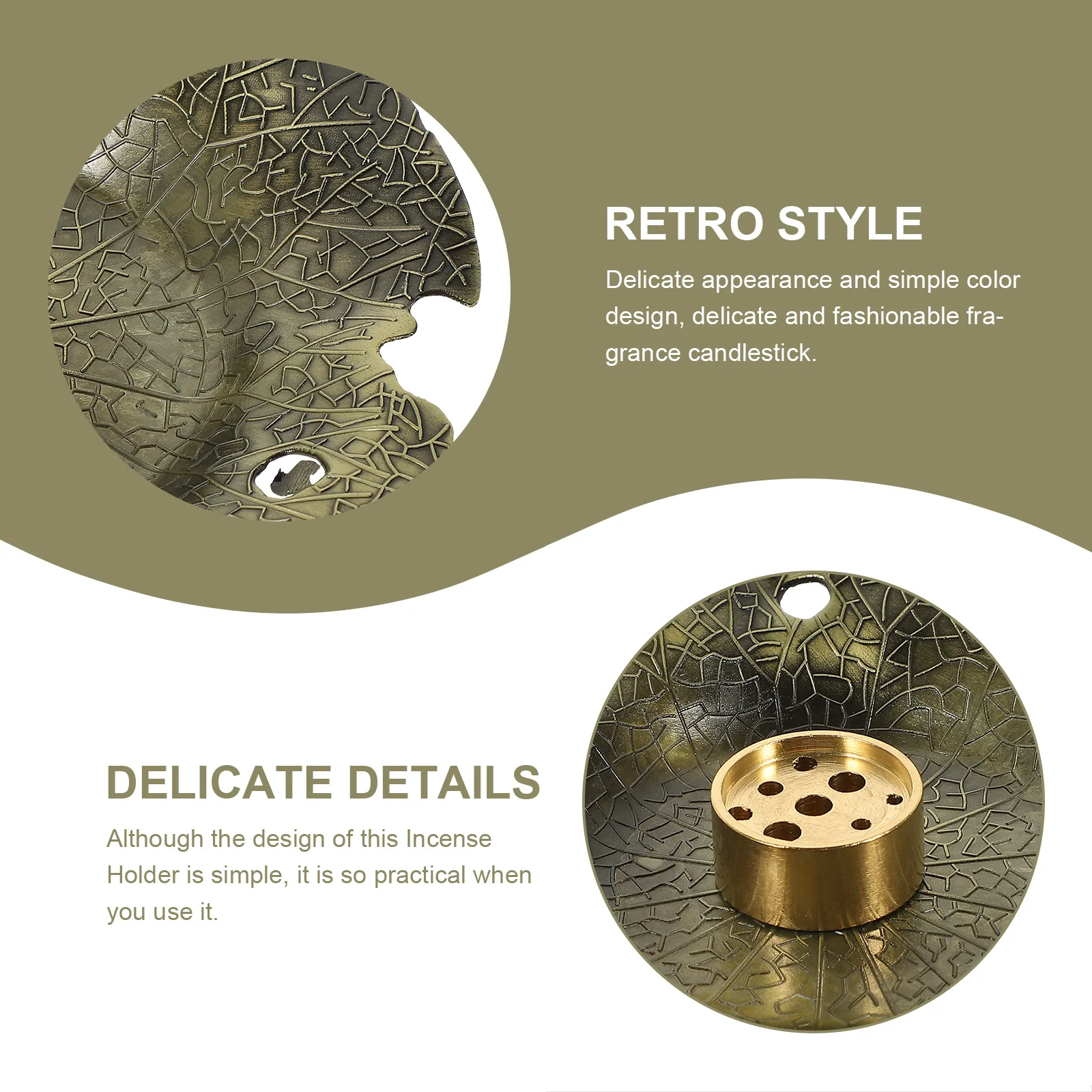 

1 Set Vintage Metal Incense Holder Ornament Exquisite Incense Stick Base Decorative Censer Tray Burner Stand Household Desktop