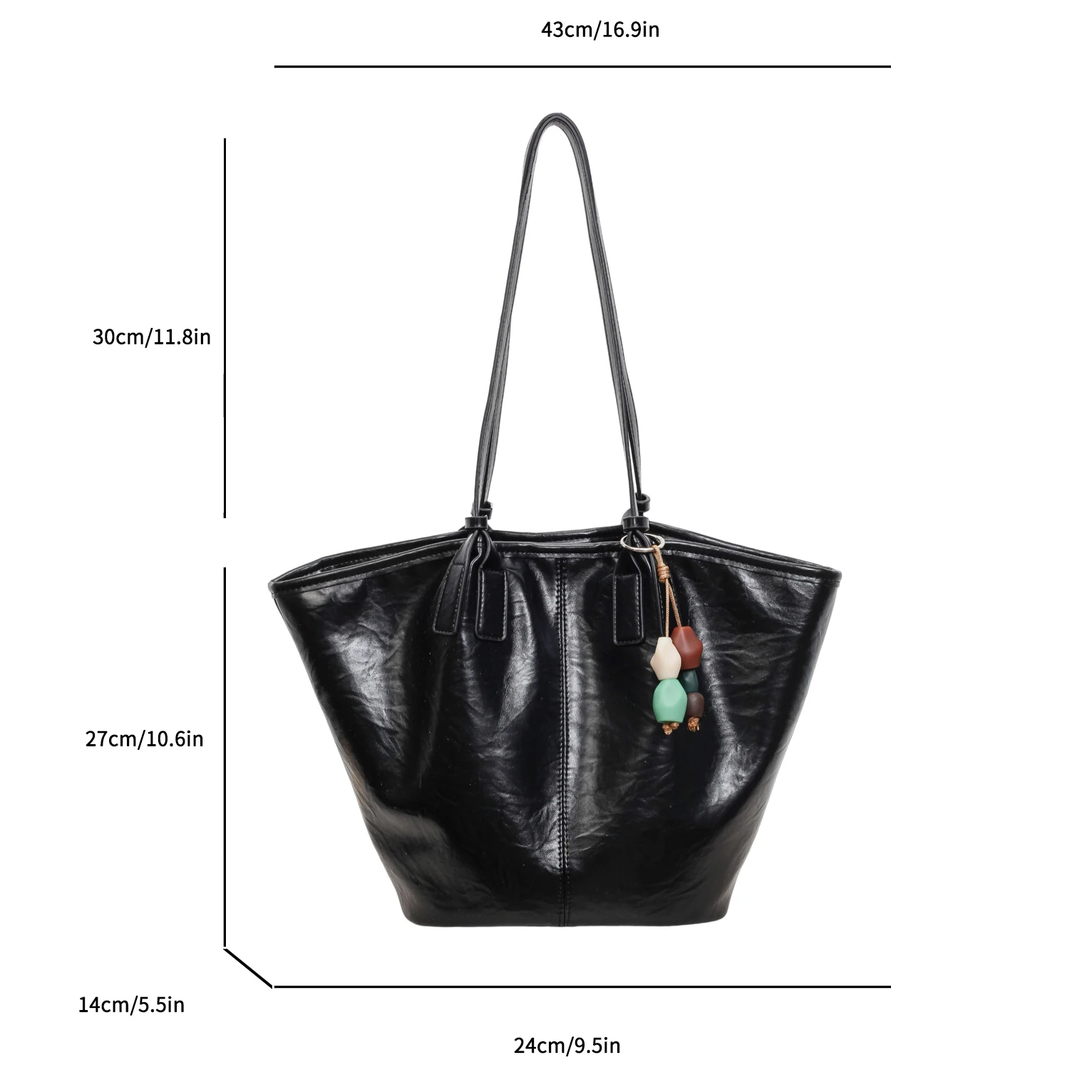 Overs ize Shopper Bag einfach lässig große Kapazität Tote Frauen Handtaschen Designer Tasche Luxus weiche Leder Umhängetasche schwarz Bolsos – Detail 1