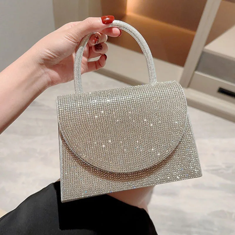 Bolso de mano de lujo con diamantes para mujer, bolso de noche, bolso de hombro cruzado