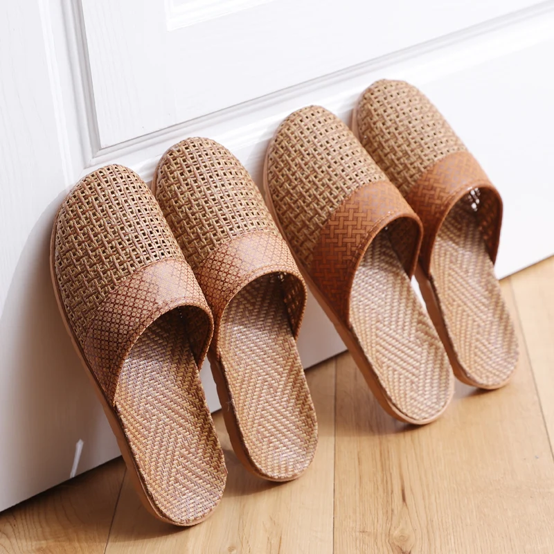 

Home Slippers Summer Cotton Linen Indoor Men's Women's Anti-Slip Silent Soft Bot Couples Cold Slippers China EVA Material