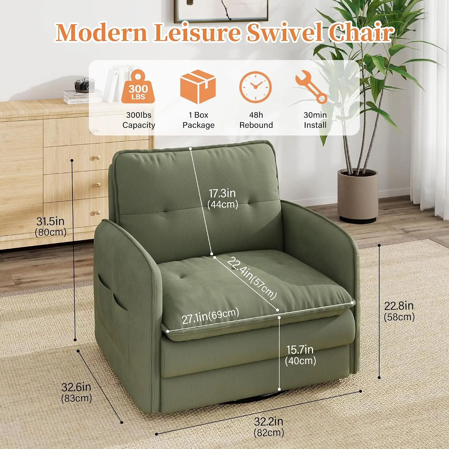 360°Swivel Armchair,Modern 33