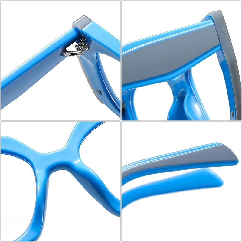 SO&EI Ins Popular Fashion Polygon Cat Eye Sunglasses Women Vintage Clear Gradient Shades UV400 Men Double Color Sun Glasses
