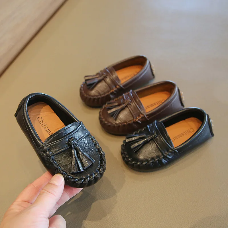

Toddlers Boys Flat Loafers Medium Big Kids Shoes for Wedding Party with Tassels Soft PU Leather Moccasins Slip-on Anti-skid New
