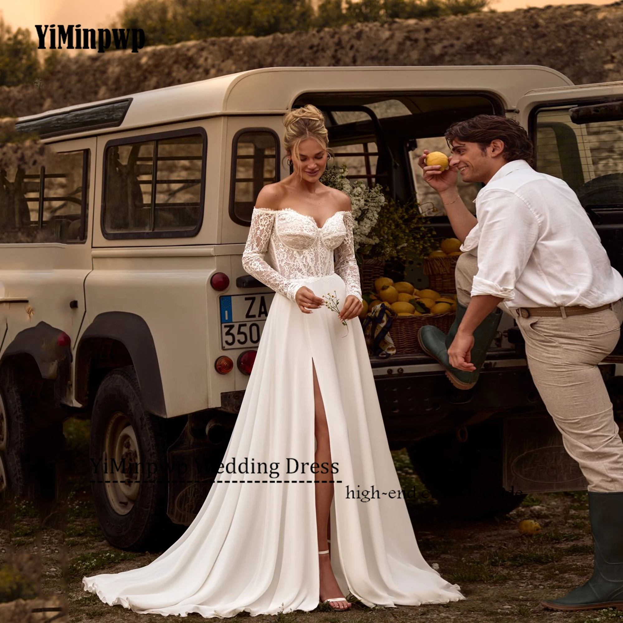 

Customized Vintage Full Sleeve Wedding Dress Sweetheart Side Split A-Line Bride Gowns 2025 vestidos de novia Satin SweepTrain