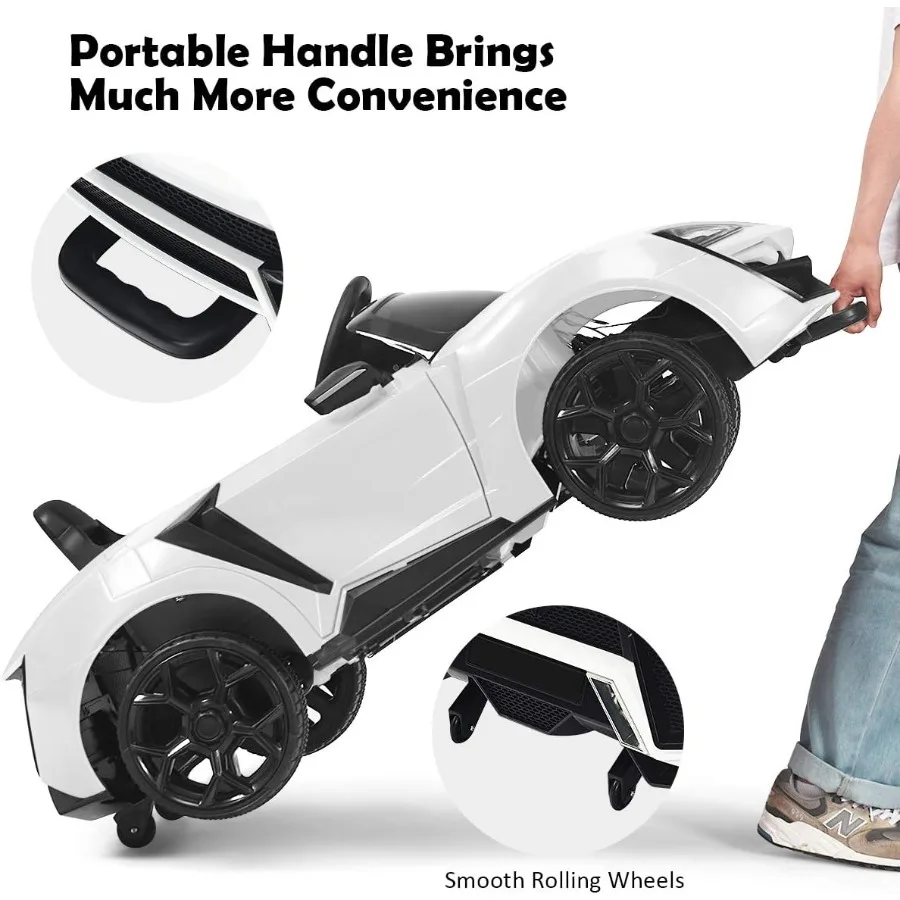 Ride on Car 12V elektrisch voertuig op batterijen met handmatige en afstandsbedieningsmodi LED-verlichting Hoorn Muziek MP3 USB TF 3 snelheden Sp