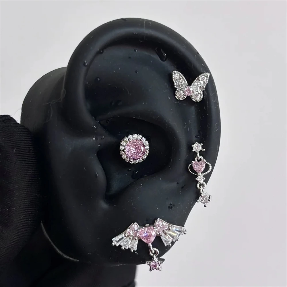 

1pcs Stainless Steel Butterfly Wing Ear Bone Nail Y2K Korean Style Fashion Earrings for Women Cochlea Conch Piercing Accessories