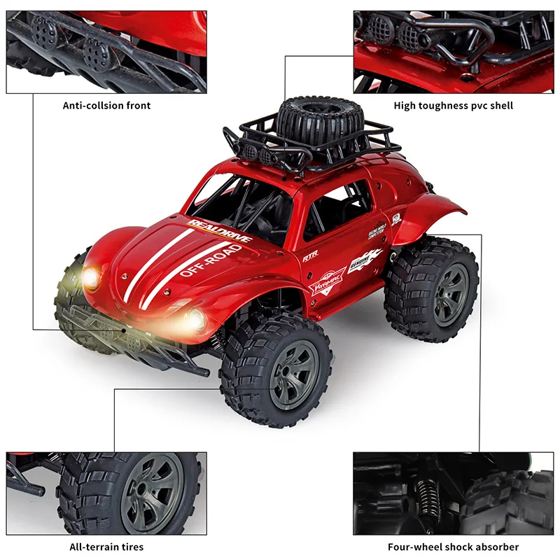 KY-1816A RC Classic Beetle 1:18 Remote Controlled Car Model High Speed Off Road Children's Remote Controlled Car Toy for Kids