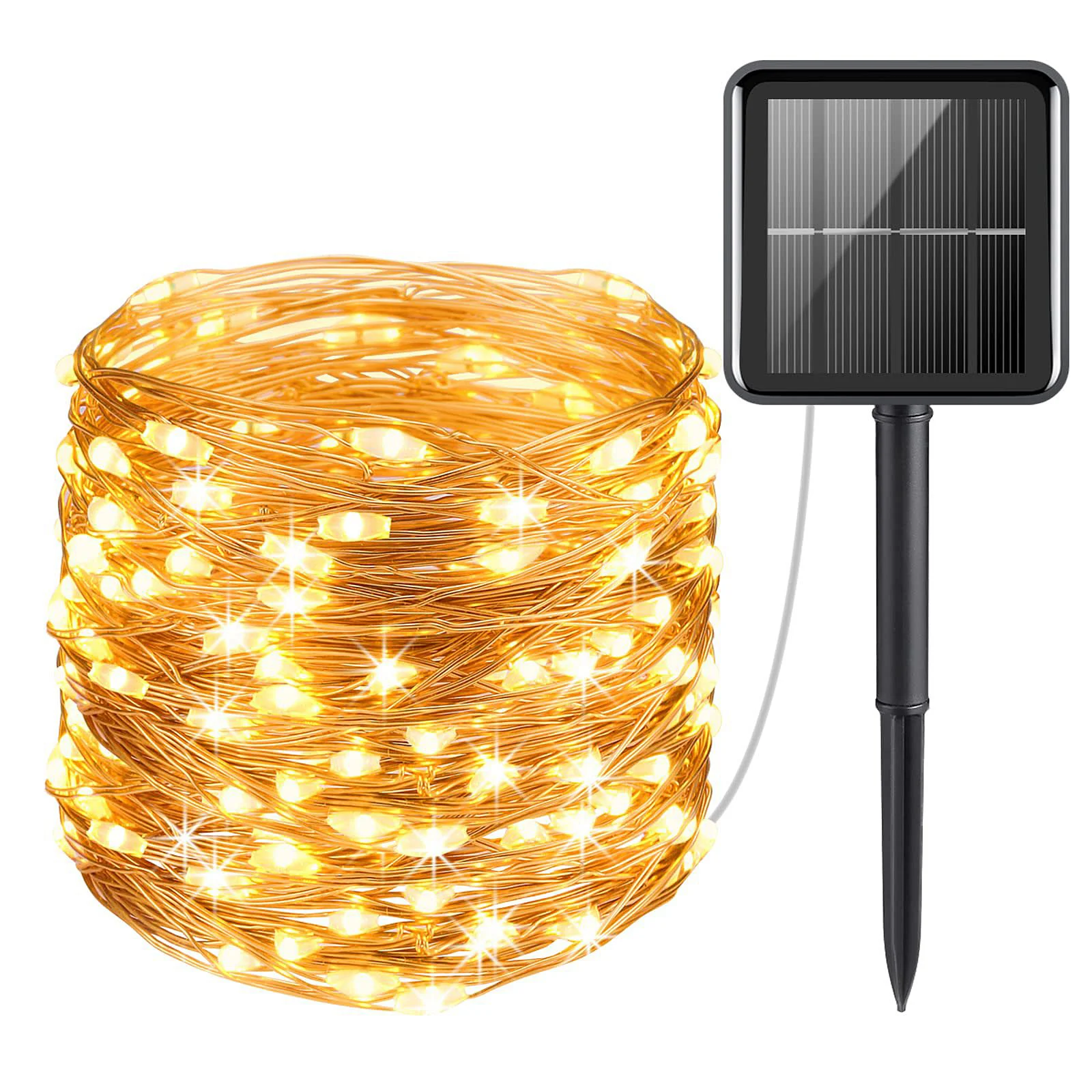 Guirlande solaire à 200 led, imperméable, éclairage d'extérieur, luminaire décoratif de noël, idéal pour un jardin