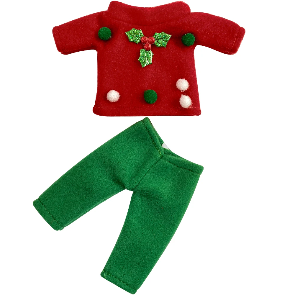 37 cm doll accessories, doll clothes set, Christmas red boy doll dress set, shelf toy dress, children\'s Christmas gift doll acce