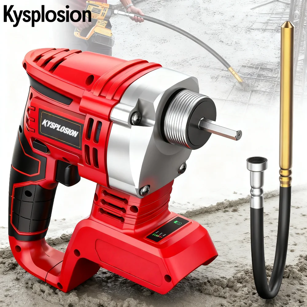 600W 6000RPM Brushless Portable Concrete Vibrator Cement Compactor Compatible with Milwaukee 18V Battery