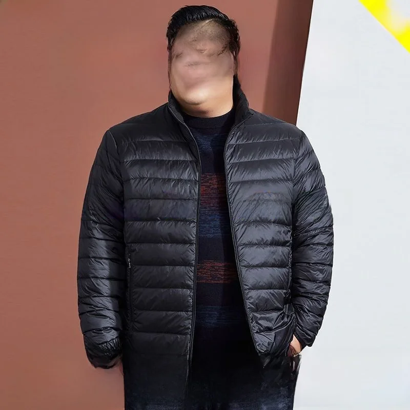 

Стеганая куртка больших размеров, легкая стеганая куртка с капюшоном и воротником-стойкой, мужская зимняя теплая верхняя одежда, пальто большого размера для толстяков