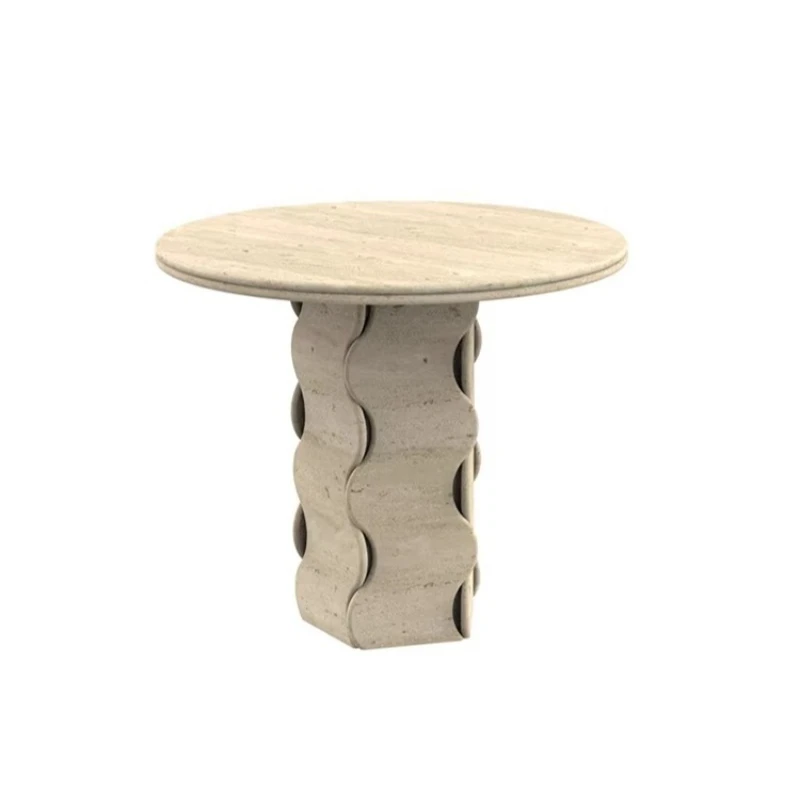 2025 new living room small apartment household, travertine round dining table