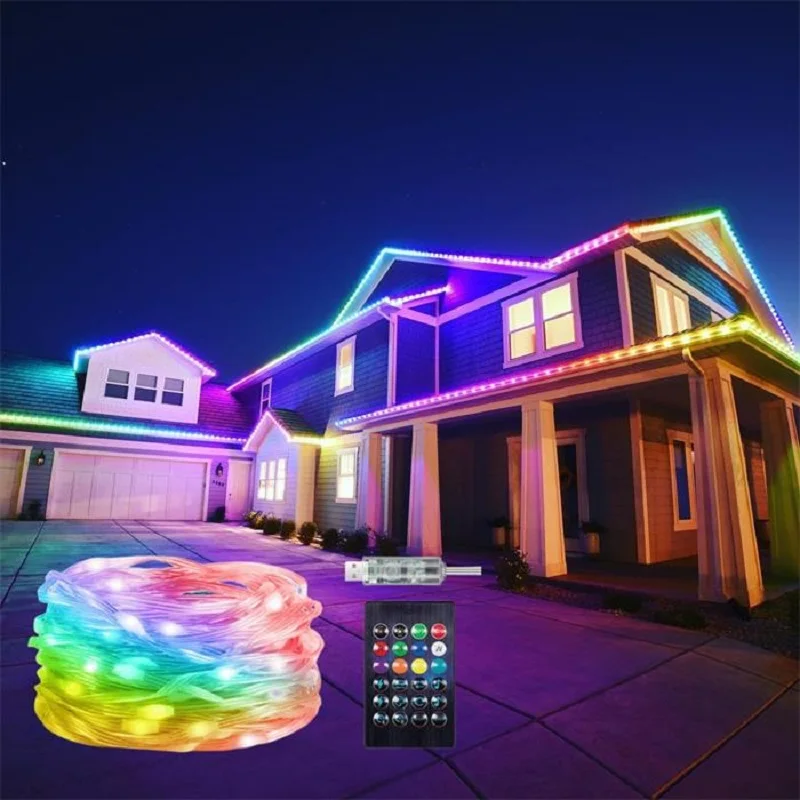 Permanent Outdoor Lights Smart RGB Lights String LED Lights Chain IP67 Waterproof for Christmas Decorations New Year Home Work