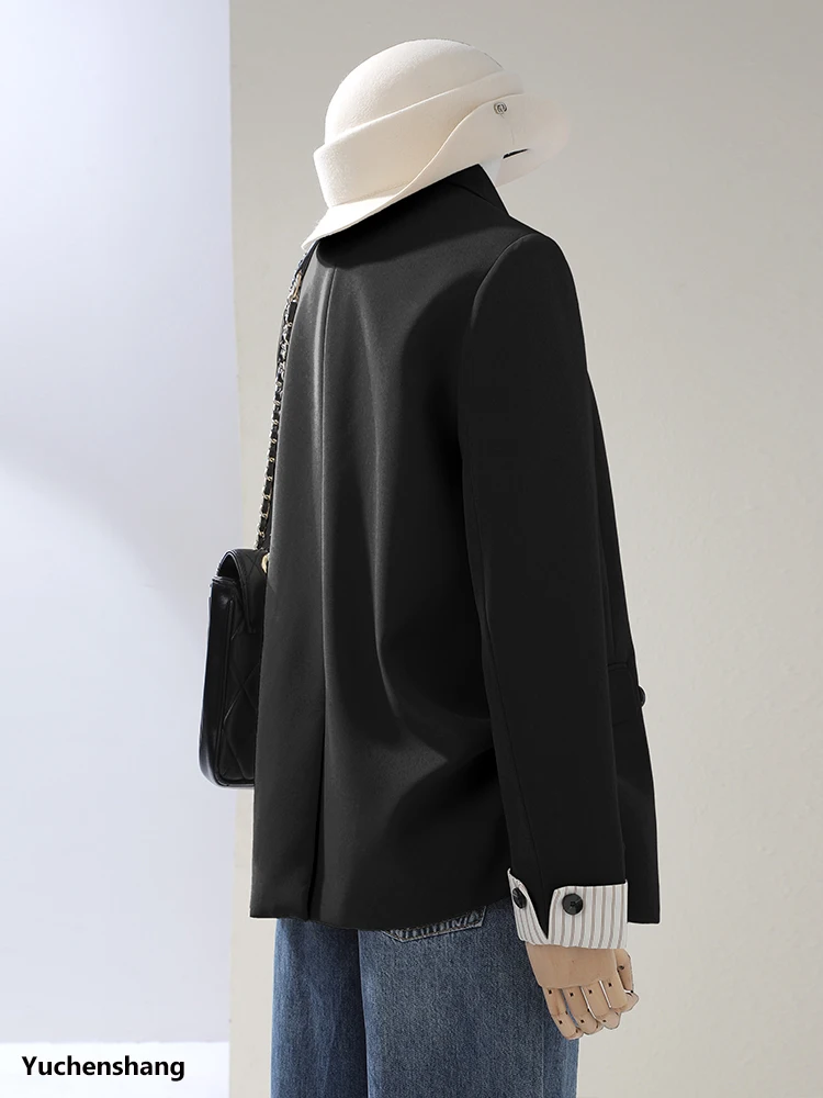 เสื้อเบลเซอร์ลำลองแฟชั่นฤดูหนาวสำหรับผู้หญิง แขนยาว ทรงหลวม