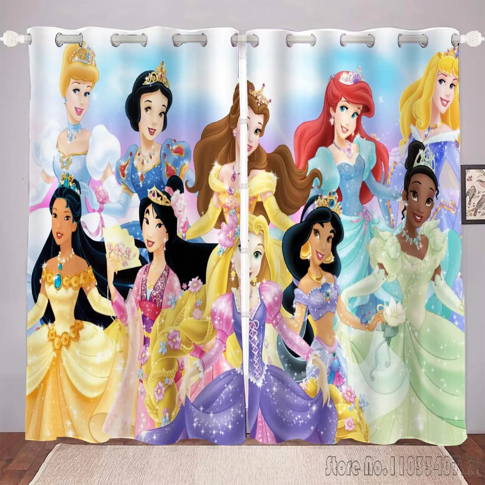 Disney Fairy Princess Window Curtain 3D Print Blackout Curtains Living Room Bedroom Decor Kids Gift