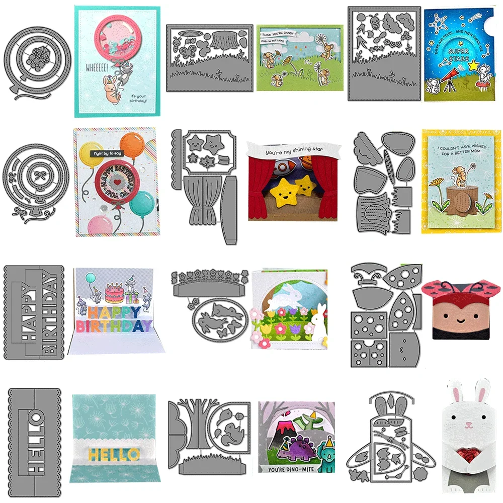 Wiese-Hintergrund, winzige Geschenkbox, Add-on-Metall-Stanzformen, Prägung, gestanzt, heiß für DIY-Kartenherstellung, Scrapbooking, Bastelbedarf
