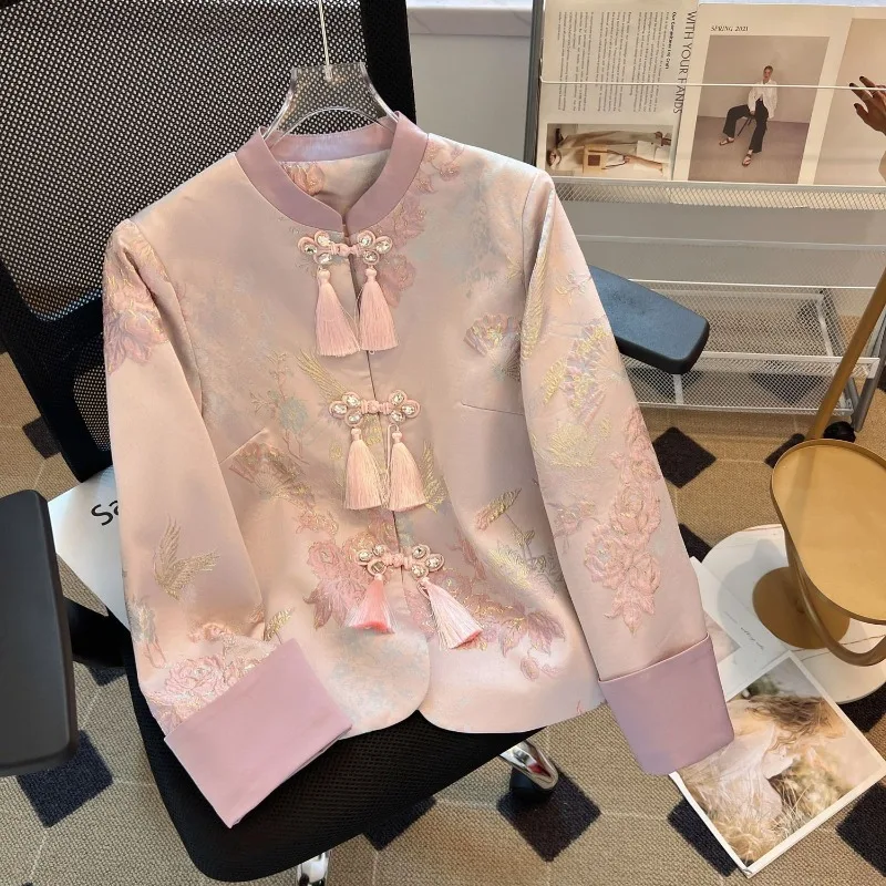 

New Chinese-style Embroidered Buckle Jacket 2025 New Popular Spring Style Women's Clothing Han Element Shirt Comfortable Fashion