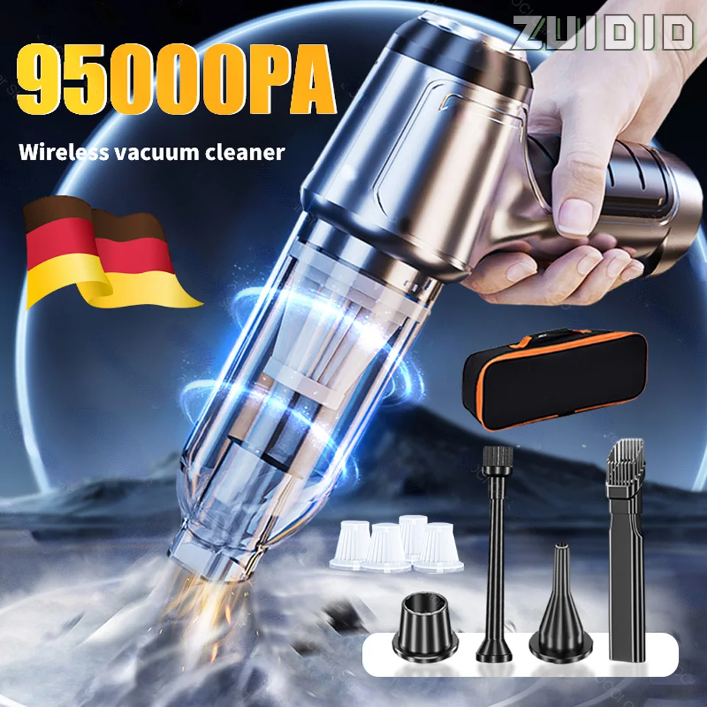 95000PA Portable Car Vacuum Cleaner Blowable Powerful Cordless Robot Vacuum Cleaners Car Home Dual Use Hand Mini Home Appliance