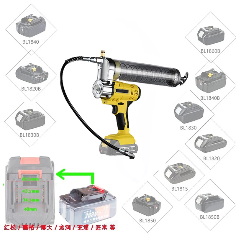 Portable Lithium Electric Grease Gun For Mechanical Equipment Lubricating Grease Injector For Makita 18V Lomvum Li-ion Battery