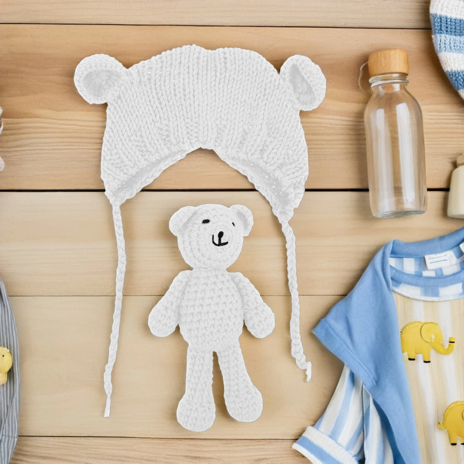 

Baby Suit Toddler Warm Beanie Infant Soft Knit Hats Winter Caps Cotton Thread Bear Girls Newborn