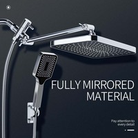 Rainfall Shower Head with Handheld Combo, 12Inch Large Fullbody Showerhead，11 Inch Adjustable Extension Arm and 3 Spray Modes