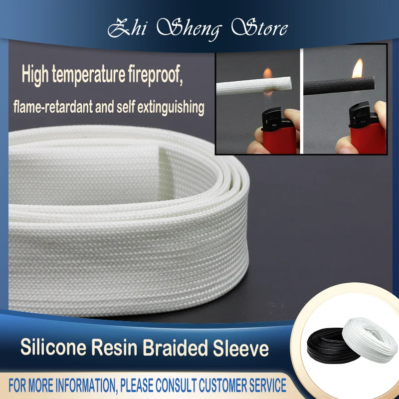 

High Temperature Fiberglass Tube 1 ~ 25mm Silicone Resin Braided Flame Resistant Fiber Glass Insulate Cable Wire Protect Sleeve
