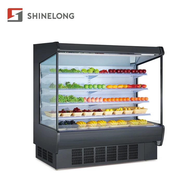 Commercial Display Refrigerator Supermarket Open Chiller Showcase For Vegetable Fruit