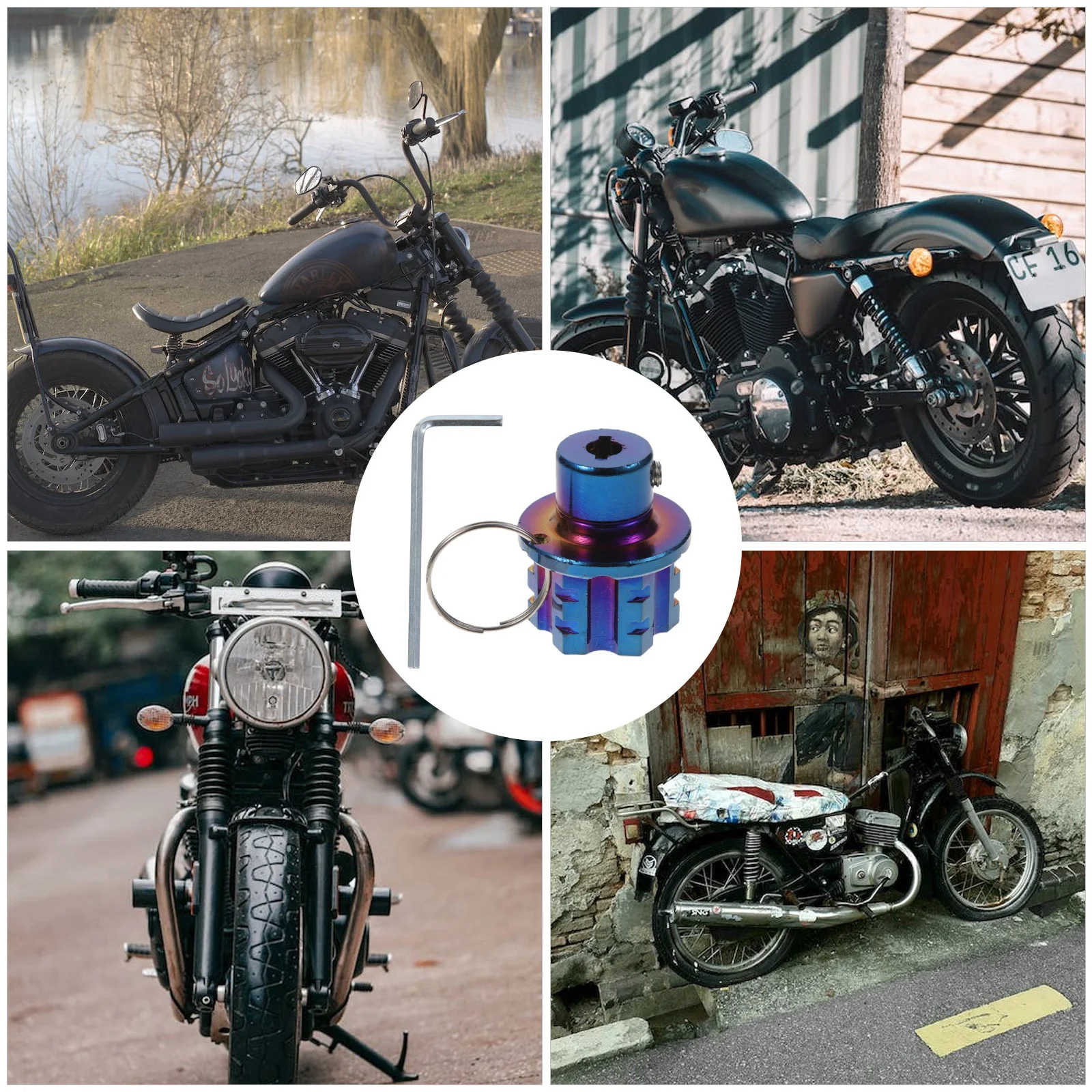 التيتانيوم مطلي الأزرق دراجة نارية مفتاح غطاء Cnc سبيكة المحرك تعديل مفتاح رئيس ل سكوتر دراجة نارية Diy الملحقات